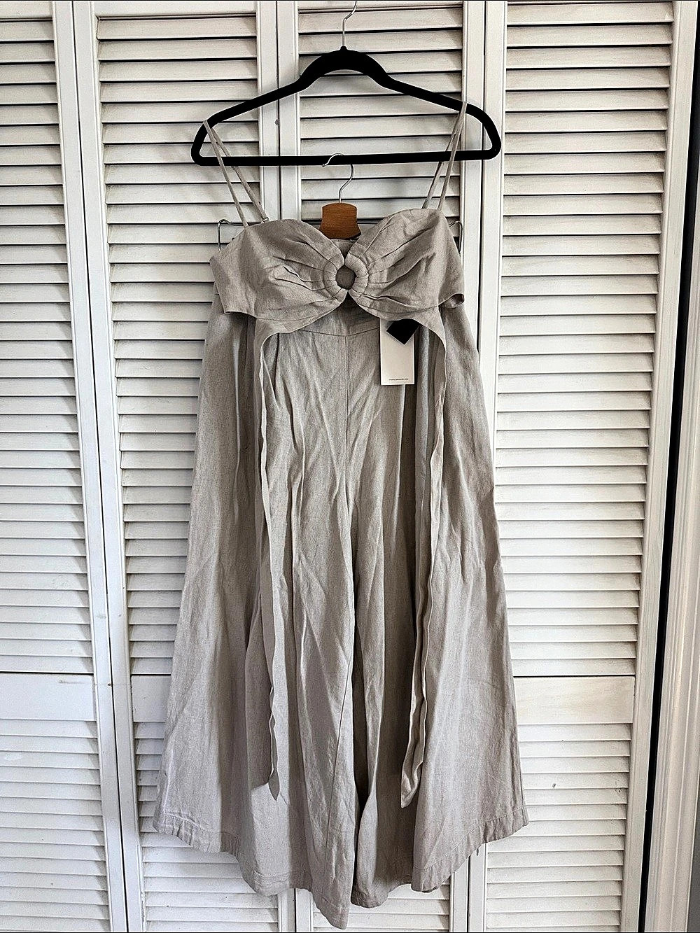 7 For All Mankind Linen Top Wide Leg Pants Set in Beige NWT